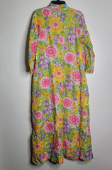 VTG Bright Embossed Floral Loungewear Robe Kaftan Mumu Size M See Measurements