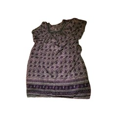 Vintage purple floral womens 3X Plus Expressions cotton house dress comfy gown