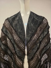CIVIL WAR 1860’S BLACK WATERED SILK CAPE FOR DRESS W SILK FRINGE
