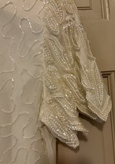 Vintage Lawrence Kazar NY 100% Silk Ivory Chic Bead/Sequin Wiggle Dress~10~EXC