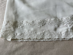 Vntg Eve Stillman Couture NY Ivory Satin Half Slip/Midi Skirt Floral Lace SMALL