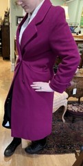 Vintage 70s Pink Wool Great Coat Peacoat US 12 14 Double Breasted Jennifer Chase