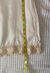 Vintage Antique Crochet Trim Silky Slip Dress Boho Coquette Bride Summer XS/S