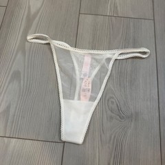 Vintage 2002 Victorias Secret Sheer Mesh V-String Thong White Y2K NWT Small