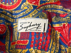 Vintage Sayburg Yellow/Blue/Red Print Cotton Robe/Dress-Size XL (No size tag)