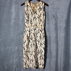 ​VTG 1960s Wool Sheath Dress Branch Design Ivory Swirl Sequins Cocktail Saks? S