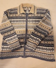 Vintage Tiara International Size Large Multi Color Zip Up Cardigan Sweater