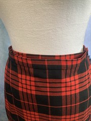 VTG 1980s Fletcher Jones Wool Kilt Skirt Red Tartan Plaid Pleated Maxi Wrap XS