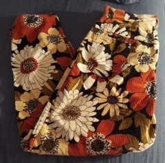 Vintage Corduroy Flower Pants 36.5″ Length, 29″ Waist.