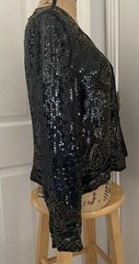 Nite Line Evening Jacket Sequins Beaded Black & Gold 100% Silk Women’s M