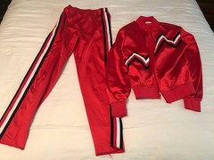 Cheerleader Sweats Sz M Red, White, Black, Jacket & Pants Set WARM UP SUIT