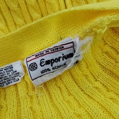 Vintage Emporium Yellow Cable Knit Cardigan Sweater Womens S Taiwan 100% Acrylic