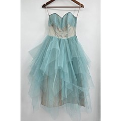 Vintage 50s Ice Blue Cupcake Dress Fairycore Balletcore Prom Tulle Party XXS