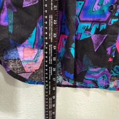 Western Collection Vintage 80s Abstract Geometric Print Blouse Black Purple USA