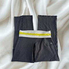 Free People yellow waistband gray fold over flare leggings Y2K vintage mcbling