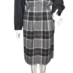 VALENTINO Dress, 42, Grey Plaid, Long sleeve, Zipper Front, VINTAGE, Miss V