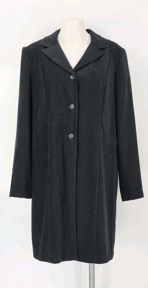 Vintage Faux Suede Long Three Button Jacket David Paul NY Size 14 Miss