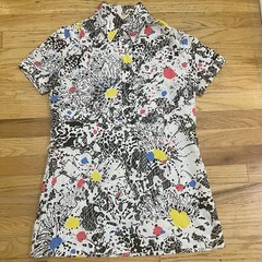VTG 1980s Graphic Abstract Splatter Print Pop Art Blouse Shirt Gailord Womens 12