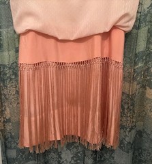 Vintage 1920’s Fringed Apricot Flapper Dress S/M. Remade Bodice Excellent