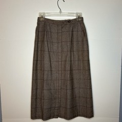 Vintage Evan-Picone Button Down Maxi Skirt Plaid Business Secretary Geek Size S