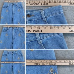 vintage high waist tapered leg jeans embroidered anchor anchors sz 12 28” waist