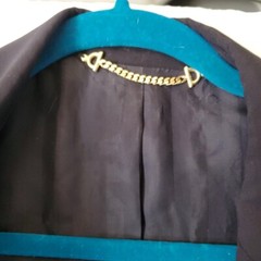 Vtg GUCCI Dark Blue Lana Vergine Fleece Wool Pantsuit Wm Sz 44 Tailored DAMAGED