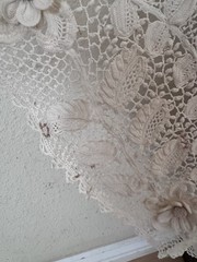 Antique Edwardian Handmade White Irish Crochet Lace Long Cape Open Jacket Coat