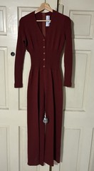 Vintage 70s 80s Knit Bazaar Ribbed Jumpsuit M (17×57.5)