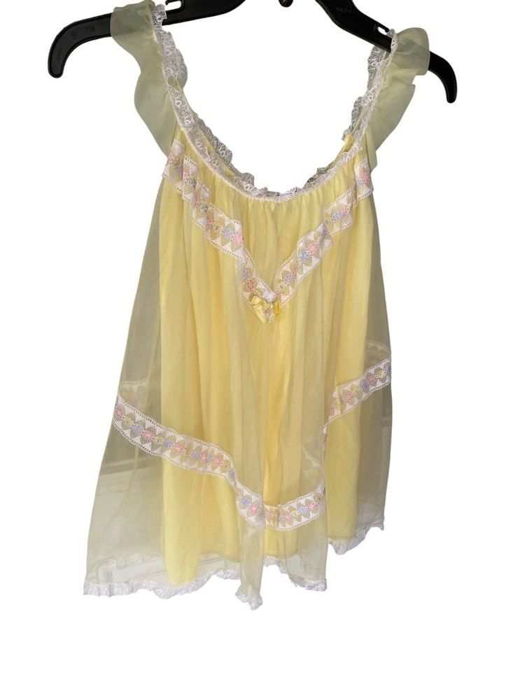 Vintage Baby Doll Lingerie Set NOS RARE Kmart 2 Piece W Tags Yellow Lacey Flower