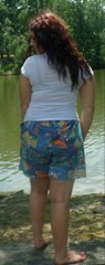 Vintage Abstract Shorts Geometric Print Pull On Beach Shorts Wide Leg Size MP
