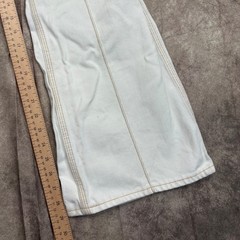Red Snap White Denim Flared Jeans Contrast Stitch Workwear Size 26×29 Y2K 90s