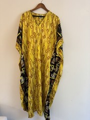 Vintage Winlar Caftan One Size Fits All Colorful Yellow Abstract Art