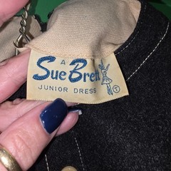 True Vintage Sue Brett Junior Fashion 11 Black Wool Dress with Scarf