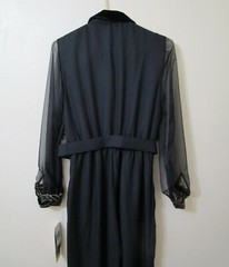 Vintage 80s Disco Dance Club Sheer Sleeve Velvet Vest Gold Metallic Jumpsuit PXS