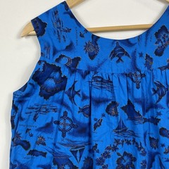 Ui-Maikai Muumuu Dress Womens Small Blue Hawaiian Tropical Vacation Folk Vintage