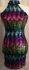 Vintage 90s Colorful Sequin Party Dress Karen OKADA Climax David Howard 9/10