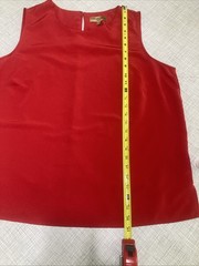 Vtg 90s Notations Woman Plus Red Sleeveless Blouse Tank Top 2X Poly Side Slit