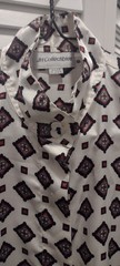 VTG JH COLLECTIBLES White Blouse 8 GUC Black Red Diamond Foulard Long Sleeve