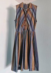 Vintage 70s Sherry Kent Dallas striped chevron Summer house dress lightweight M