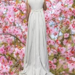 Vintage 70s Boho Wedding Dress White Column Maxi Dress