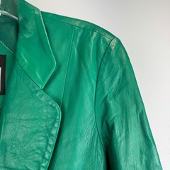 Michael Hoban North Beach Green Leather Blazer Jacket Vintage Womens Size 7/8
