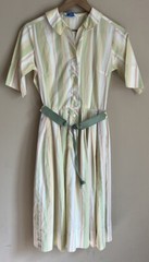 Vintage Shirt Dress Full Skirt Stripe Fit Flare 50s 60s Rockabilly XS 0 2 Belt