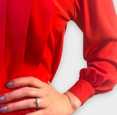 1980’s Vintage Double Breasted Red Long Sleeves Blouse, S/M