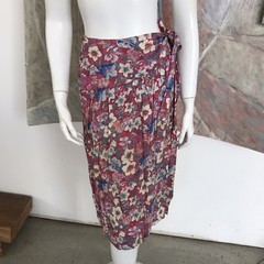 Vintage Jane Schaffhausen Belle France Floral Kneelength Wrap Skirt B SZ 4