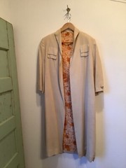 Vintage 1950’s Lightweight Long Overcoat Ivory Dress Coat Sz L