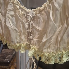 CUIRÉ ivory 100% Silk Camisole XL Regular Polyamide Elastane Lace Trim Tie Front