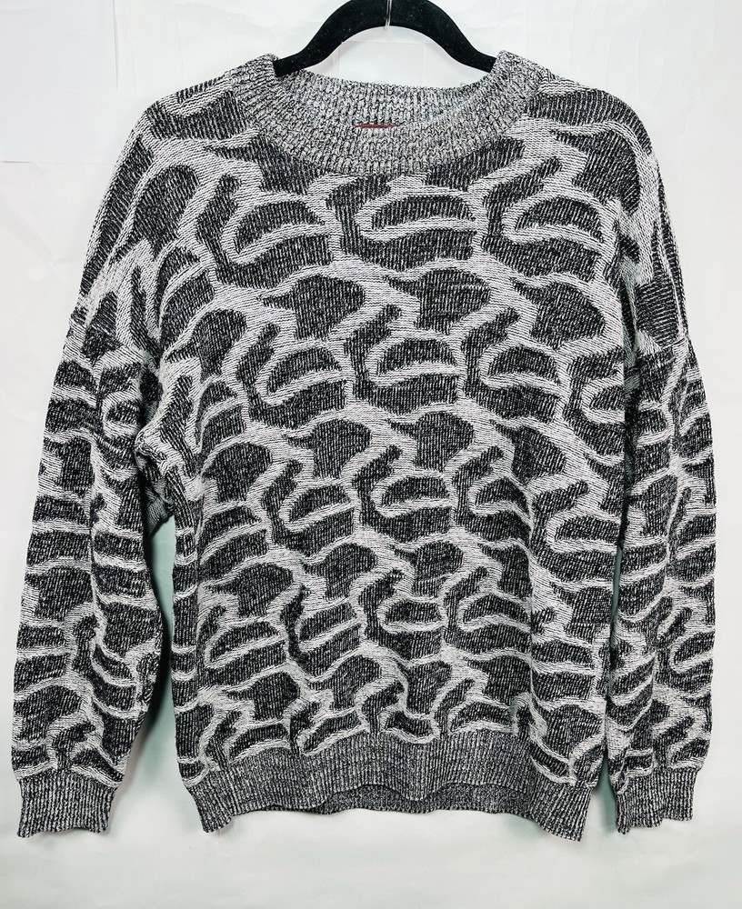 Martin K New York Black And White 100% Cotton Vintage Sweater Sz M-L Grandpa EUC
