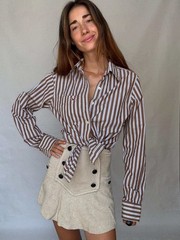 Boyfriend button up shirt,Striped Cotton Shirt, Size S Menswear