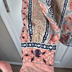 Vintage button down shirt floral pink black Notations womens 8