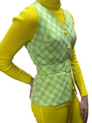 NOS XS~S 3 Pc Pants Suit Set Teena Paige Vest Turtleneck Top Bell Bottom Outfit